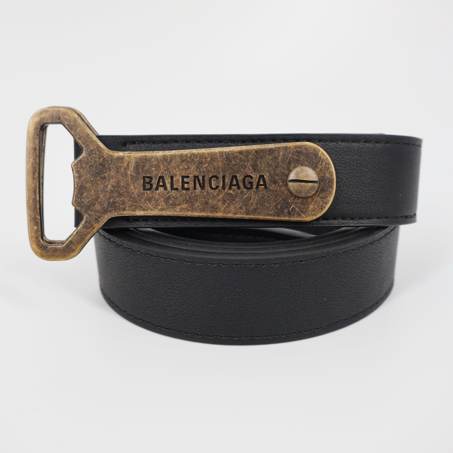 Balenciaga 巴黎世家 标志装饰 植鞣牛皮革 皮带 男款 黑色 7416132ABGZ1000