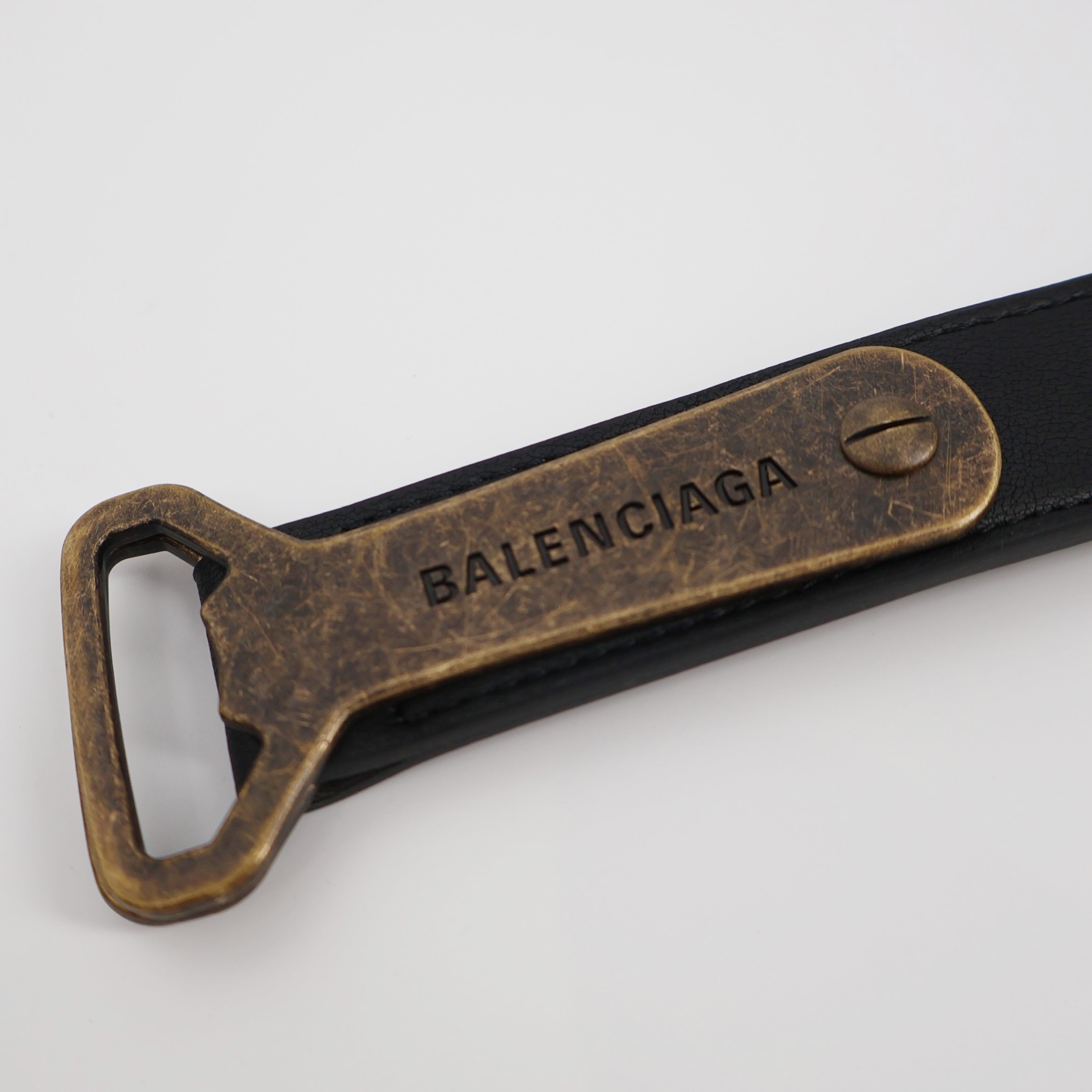 Balenciaga 巴黎世家 标志装饰 植鞣牛皮革 皮带 男款 黑色 7416132ABGZ1000