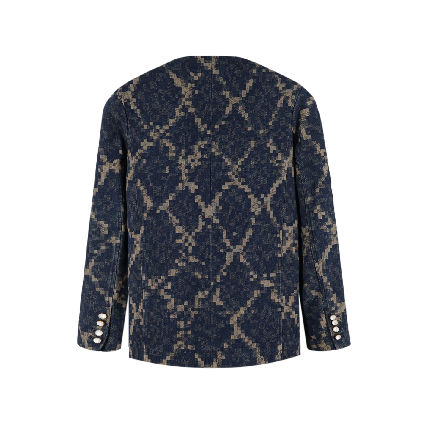 LOUIS VUITTON 路易威登 LV 蛇纹 无领单排扣  夹克 外套 秋冬 凤搂  蓝色C0 1AHBDC