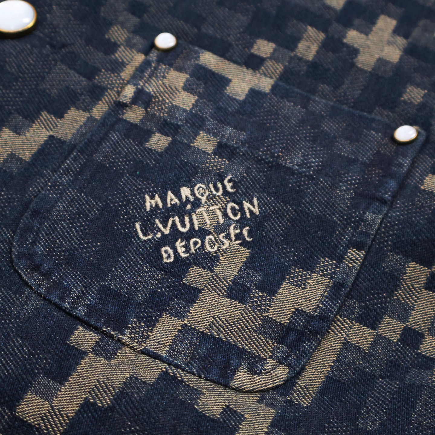 LOUIS VUITTON 路易威登 LV 蛇纹 无领单排扣  夹克 外套 秋冬 凤搂  蓝色C0 1AHBDC