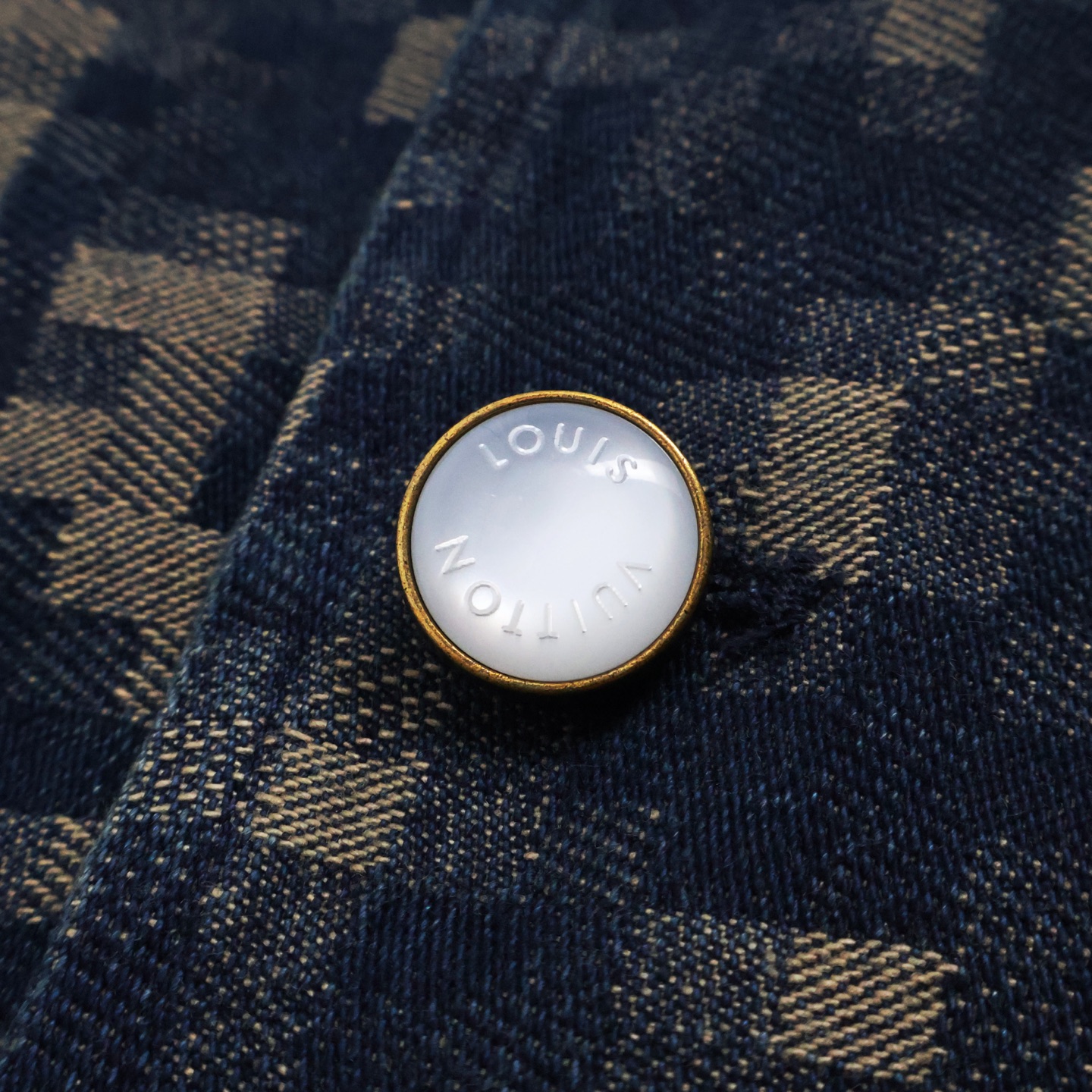 LOUIS VUITTON 路易威登 LV 蛇纹 无领单排扣  夹克 外套 秋冬 凤搂  蓝色C0 1AHBDC