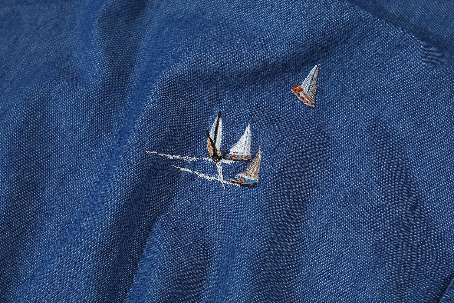 LOUIS VUITTON 路易威登 LV 帆船刺绣  短袖 牛仔 衬衫 蓝色B0