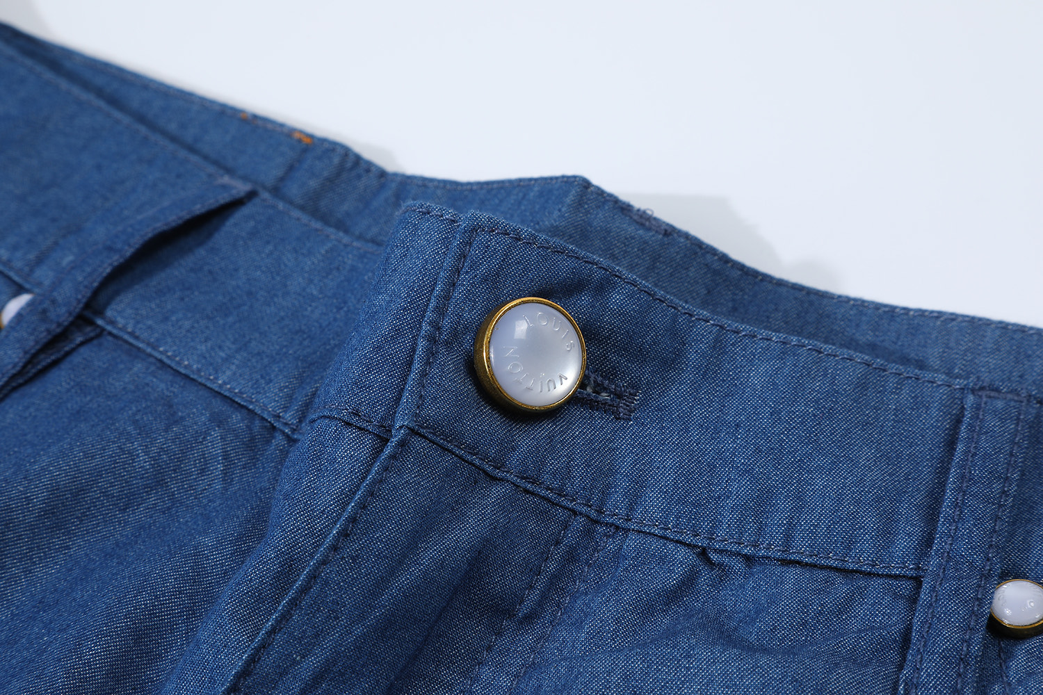 LOUIS VUITTON 路易威登 LV 帆船刺绣  短裤 牛仔休闲裤 裤子 五分裤 蓝色A5