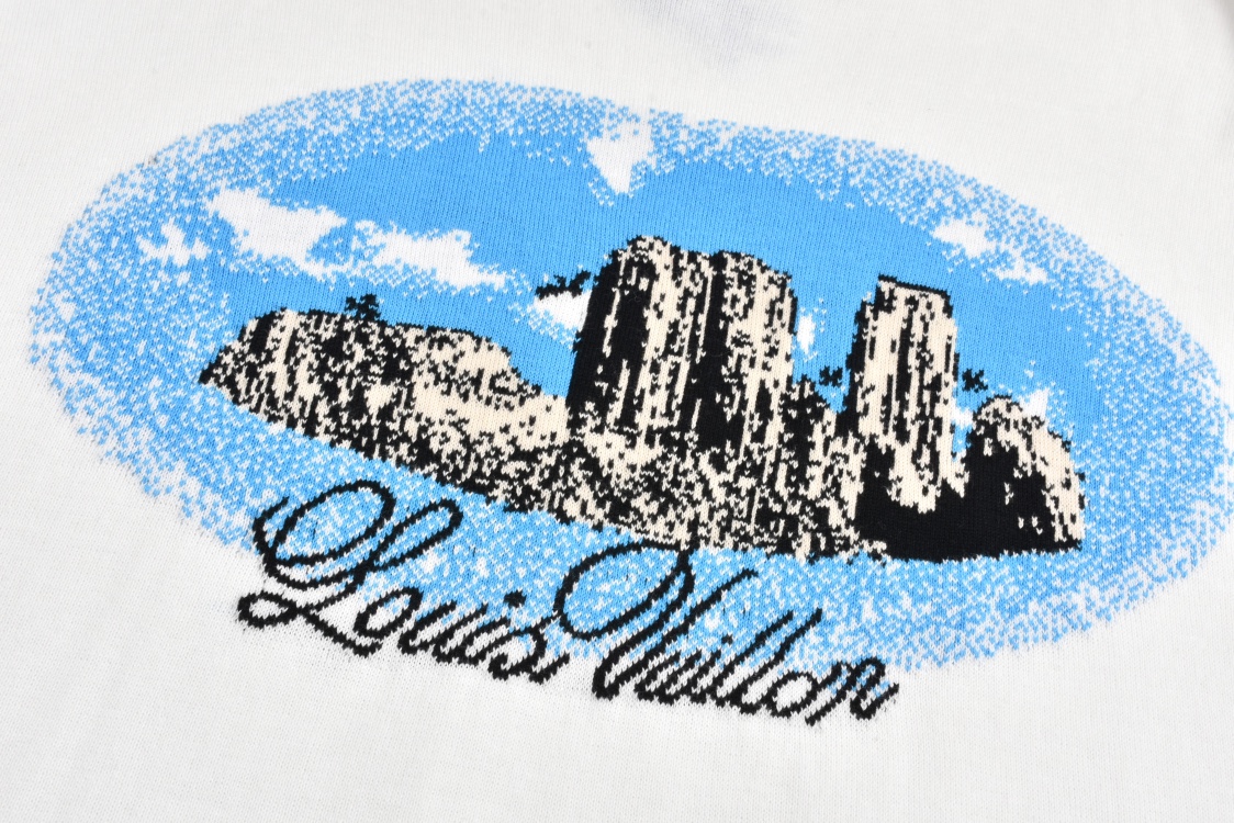 LOUIS VUITTON 路易威登 LV 西部风景毛织 夏季 T恤 男女同款  短袖 白色A2 1AFXK4