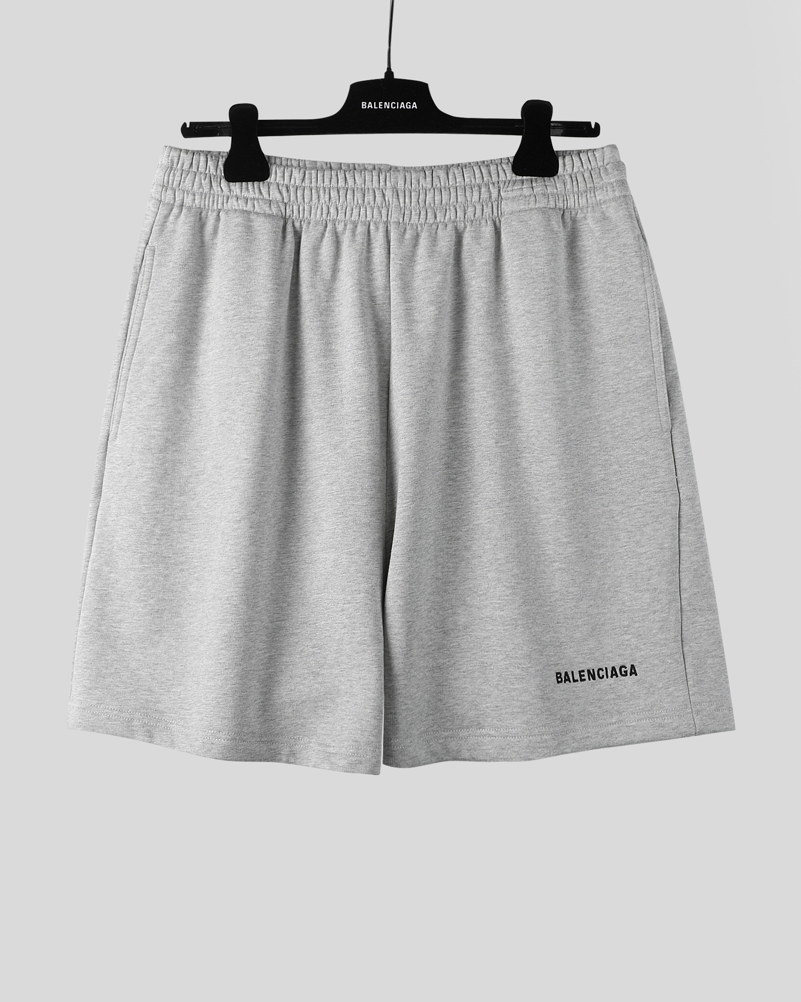 Balenciaga 巴黎世家 前后字母logo刺绣短裤  松紧腰运动裤 短裤 裤子 休闲裤 水洗黑 白色 灰色 棕色 黑白A2 674591