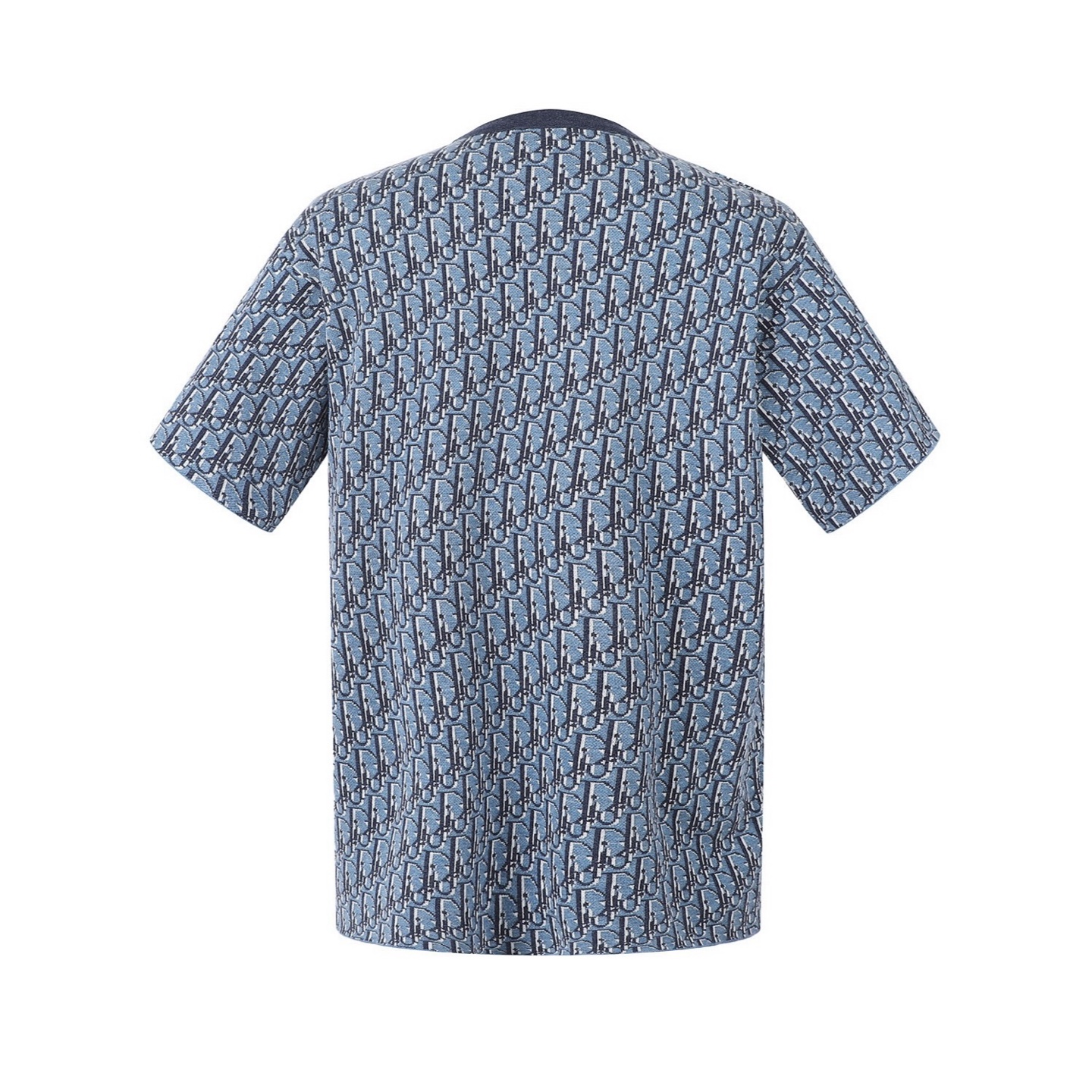 DIOR 迪奥 满印提花针织 圆领 T恤 棉质夏季 短袖  蓝色 593M634A7018-C585