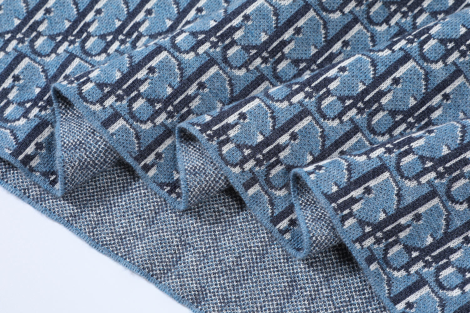 DIOR 迪奥 满印提花针织 圆领 T恤 棉质夏季 短袖  蓝色 593M634A7018-C585