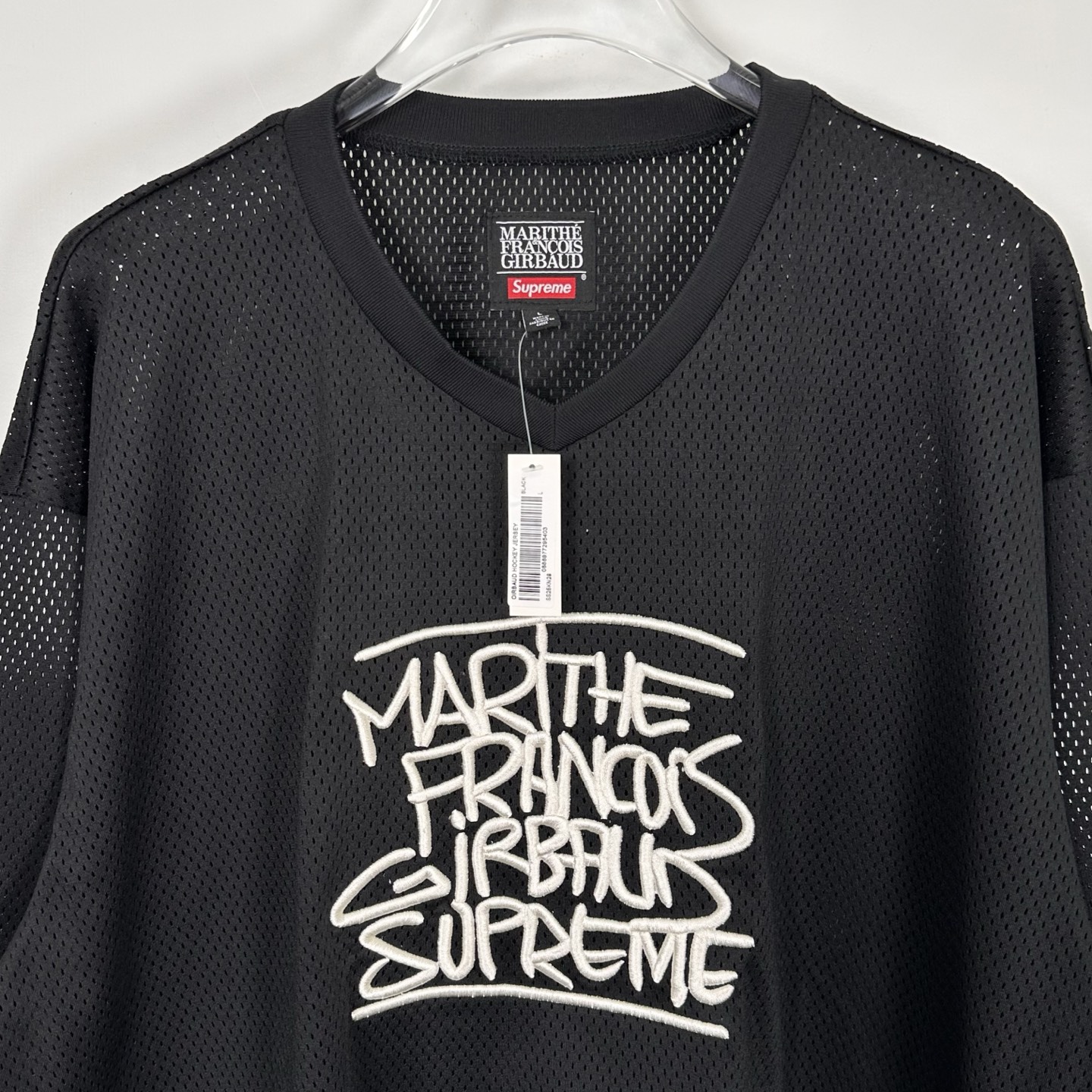 Supreme Marithe Francois Girbud 联名款 胸前刺绣logo 宽松网眼美式潮流秋衣 长袖T恤 黑色 白色 SUP-ss25-232