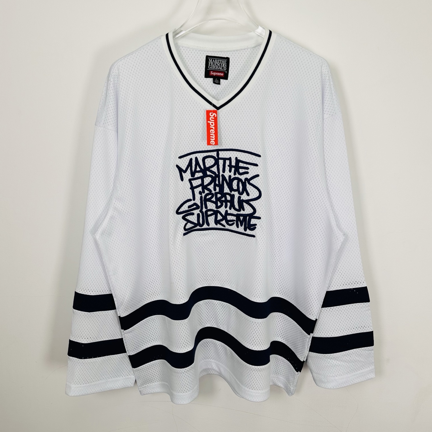 Supreme Marithe Francois Girbud 联名款 胸前刺绣logo 宽松网眼美式潮流秋衣 长袖T恤 黑色 白色 SUP-ss25-232