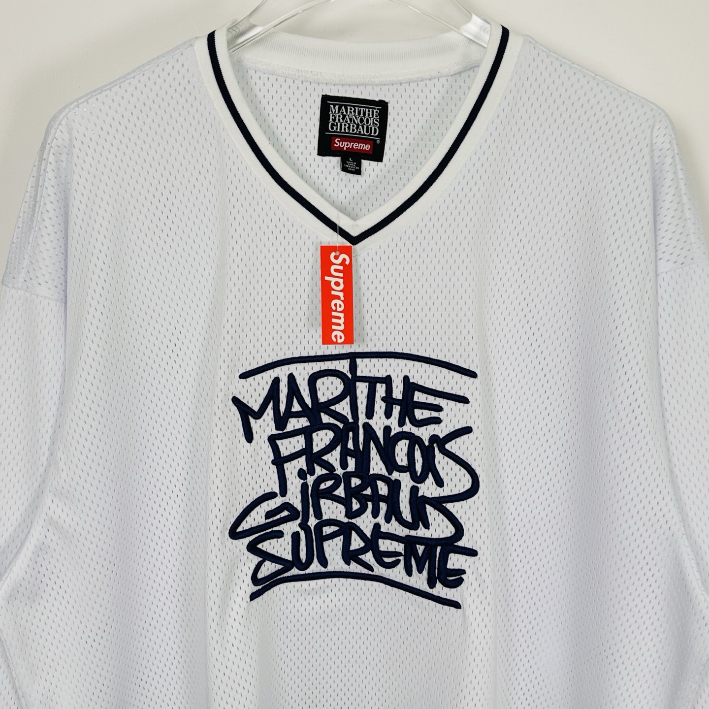 Supreme Marithe Francois Girbud 联名款 胸前刺绣logo 宽松网眼美式潮流秋衣 长袖T恤 黑色 白色 SUP-ss25-232