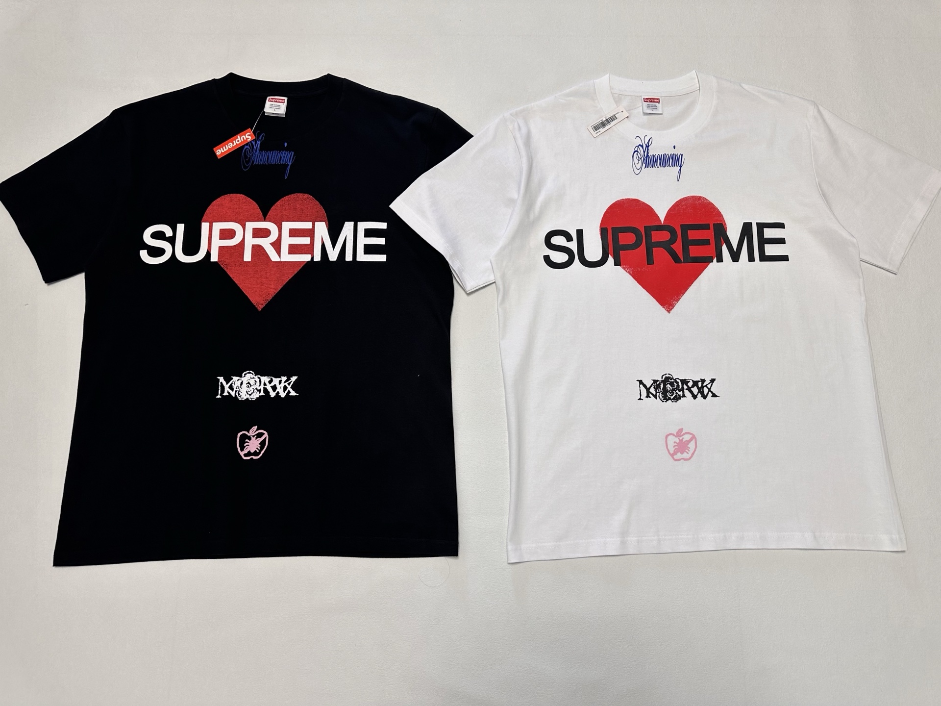 Supreme WEEK1 Announcing Tee 圆领休闲 印花短袖 T恤 心型 黑色 白色A0 SUP-SS25-021