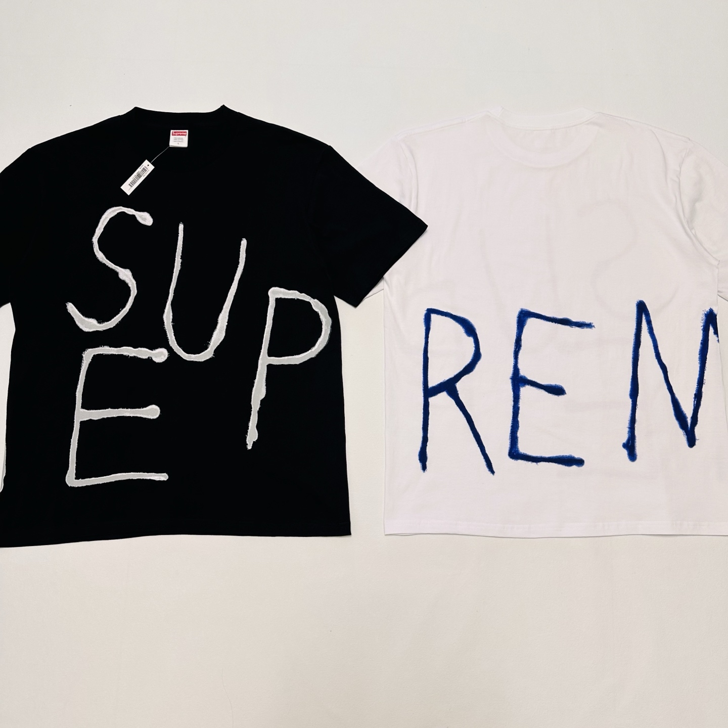 Supreme SS25 SS25 WEEK7 Painted Tee彩绘印花logo圆领 短袖T恤 男女同款 黑色 白色 SUP-SS25-241