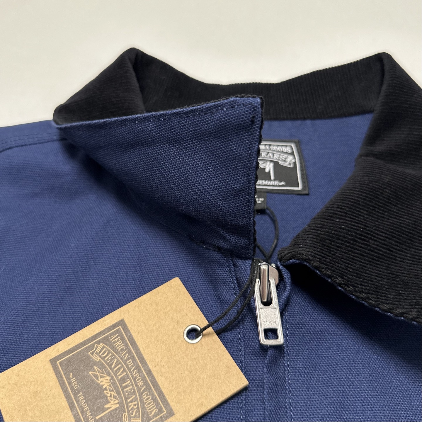 Stussy  Denim Tears联名款 SS25 胸前logo 拉链开合工装美式复古夹克 男女同款 海军蓝B0 315512