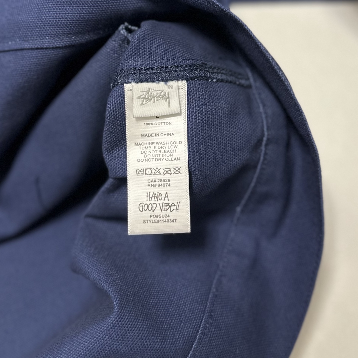 Stussy  Denim Tears联名款 SS25 胸前logo 拉链开合工装美式复古夹克 男女同款 海军蓝B0 315512