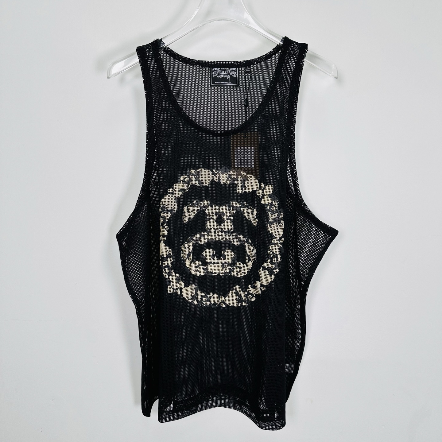 Stussy Denim Tears 联名  背心网纱镂空 套头 T 恤 夏季 男女同款 黑A0 314070