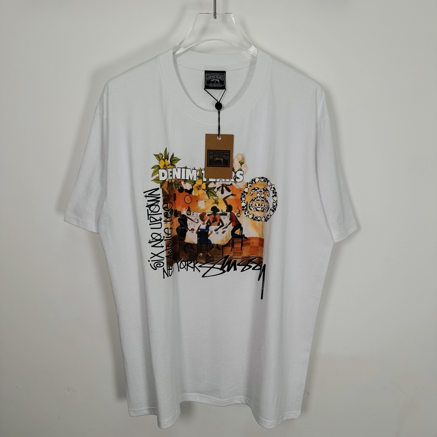 Stussy Denim Tears 联名  印花 短袖 圆领 套头 T 恤 夏季 男女同款 白色 3903997