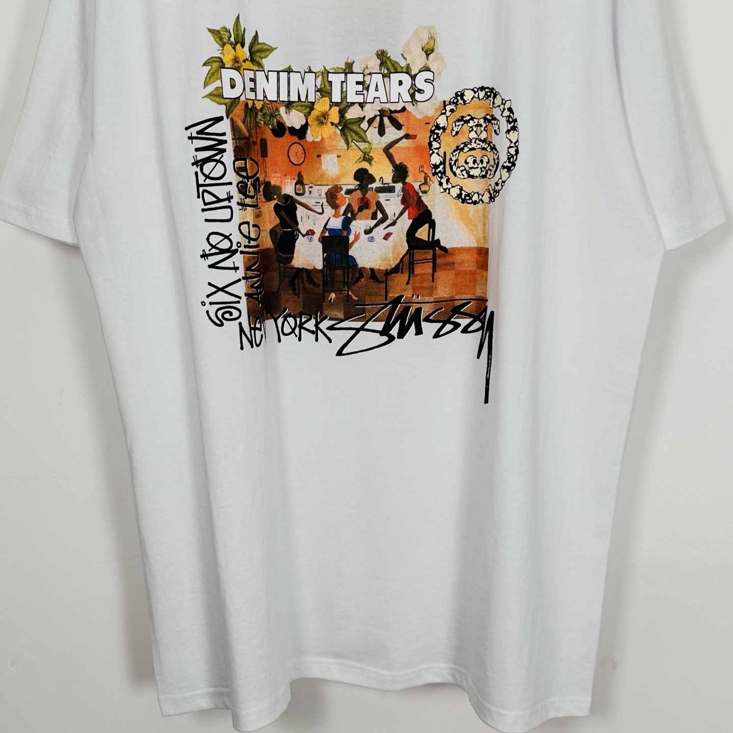 Stussy Denim Tears 联名  印花 短袖 圆领 套头 T 恤 夏季 男女同款 白色 3903997