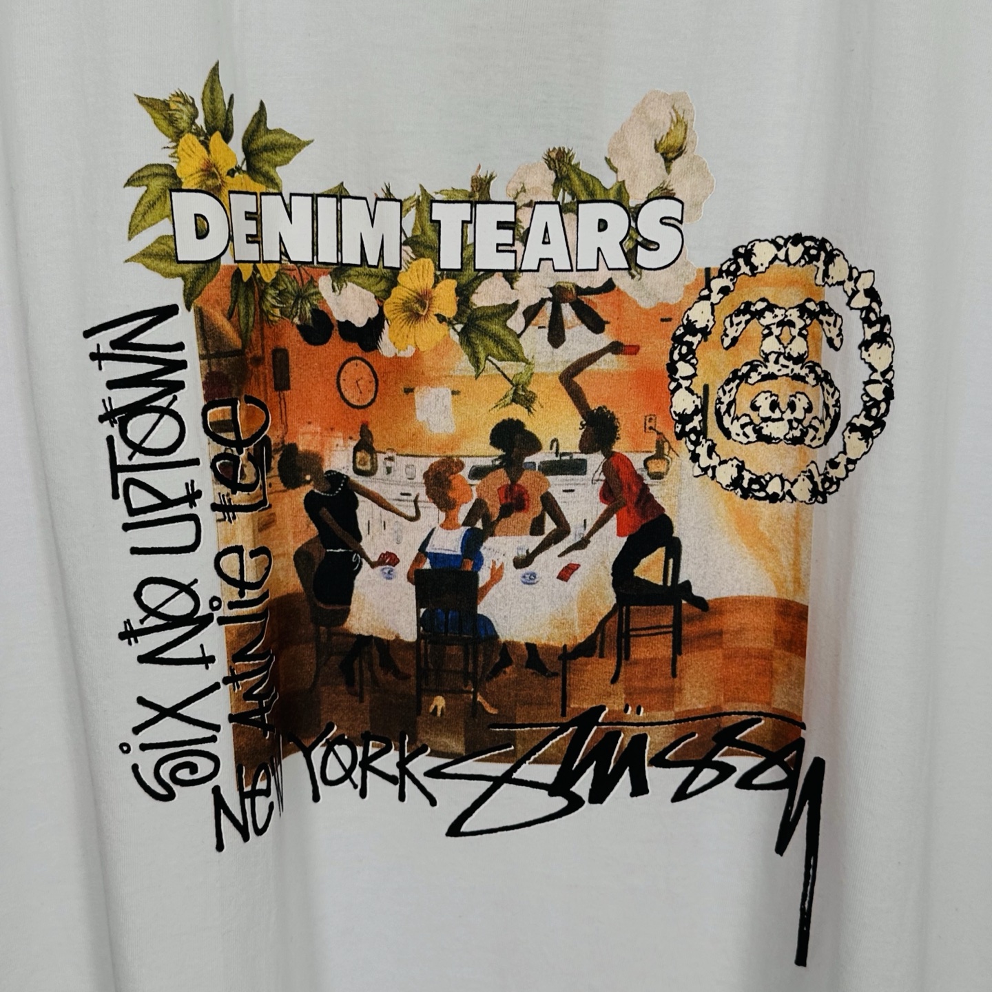 Stussy Denim Tears 联名  印花 短袖 圆领 套头 T 恤 夏季 男女同款 白色 3903997