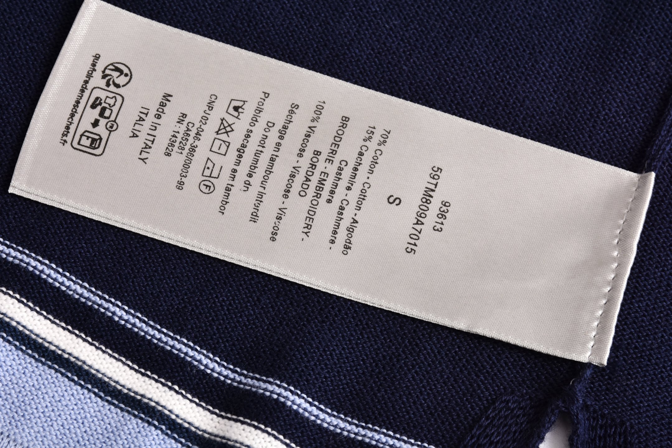 DIOR 迪奥铃兰刺绣条纹针织 polo  T恤 棉质夏季 短袖  蓝色A5  