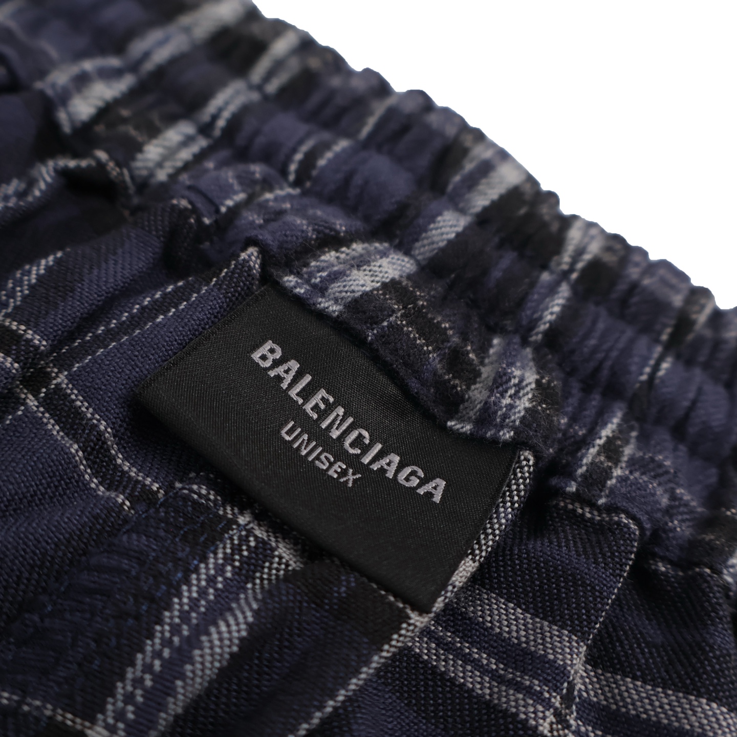 Balenciaga 巴黎世家 格纹 宽松阔腿卫裤 松紧腰运动裤 长裤 裤子 休闲裤A5  海军蓝 823873TRM213080