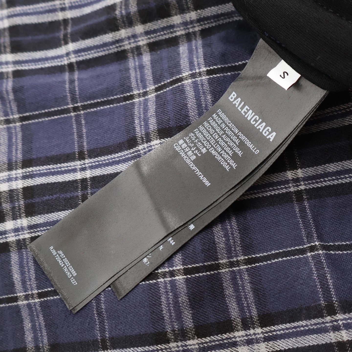 Balenciaga 巴黎世家 格纹 宽松阔腿卫裤 松紧腰运动裤 长裤 裤子 休闲裤A5  海军蓝 823873TRM213080