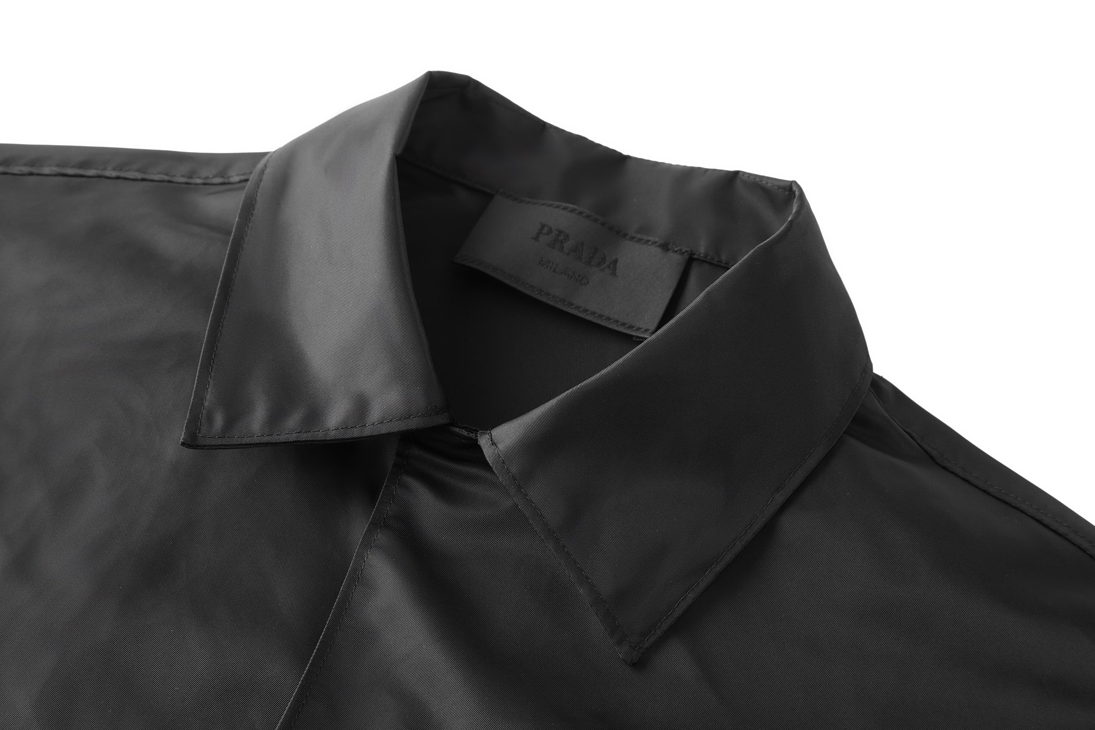 PRADA 普拉达三角标尼龙  衬衫 休闲夏季 短袖 T恤 黑色A2 SC513-S202-1WQ8