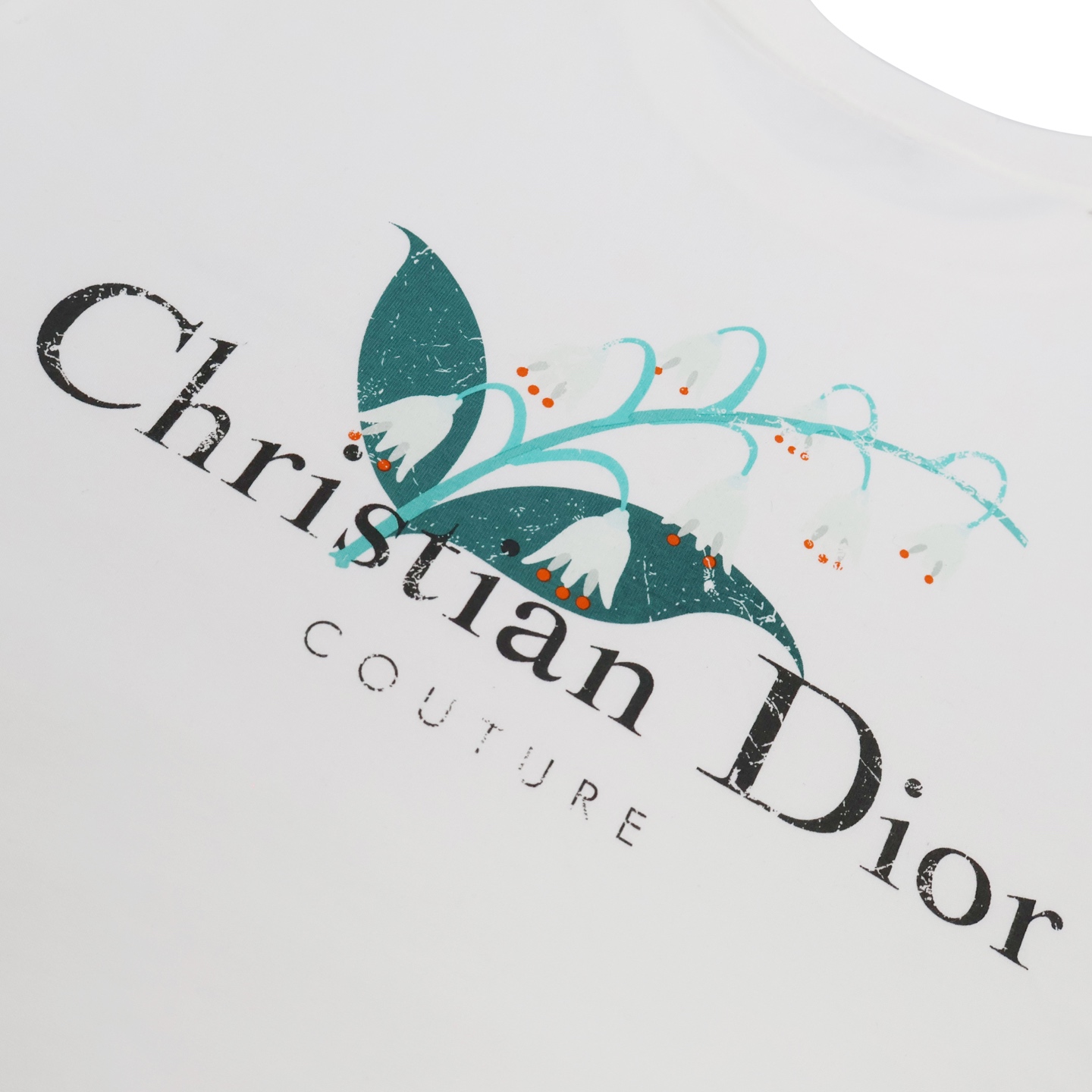 DIOR 迪奥 铃兰破洞 T恤 棉质夏季 短袖  黑色 白色 A2 593J672B055-4C980