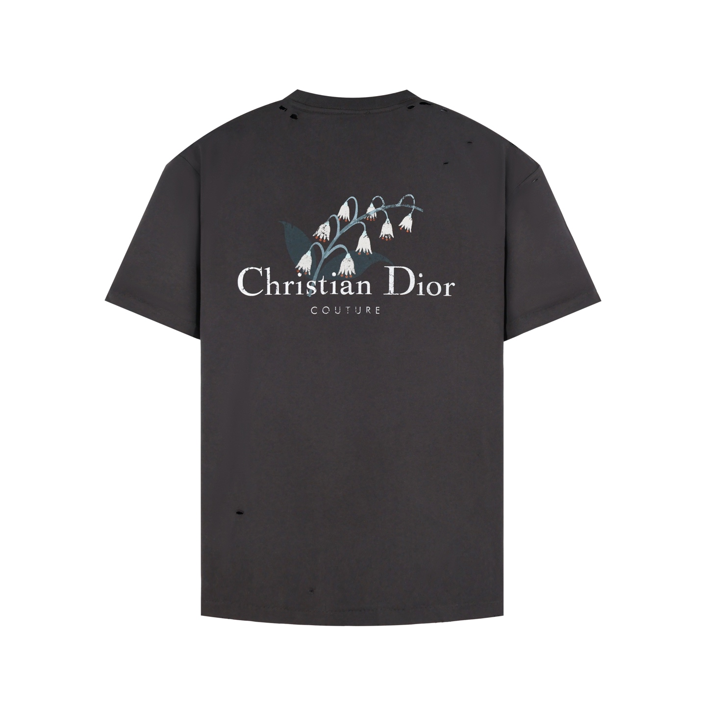 DIOR 迪奥 铃兰破洞 T恤 棉质夏季 短袖  黑色 白色 A2 593J672B055-4C980