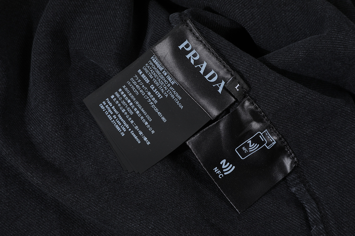 PRADA 普拉达 三角标牛仔衬衫 休闲夏季 短袖 T恤 黑色 蓝色B0 GEC067-12K8-F0557-S-212