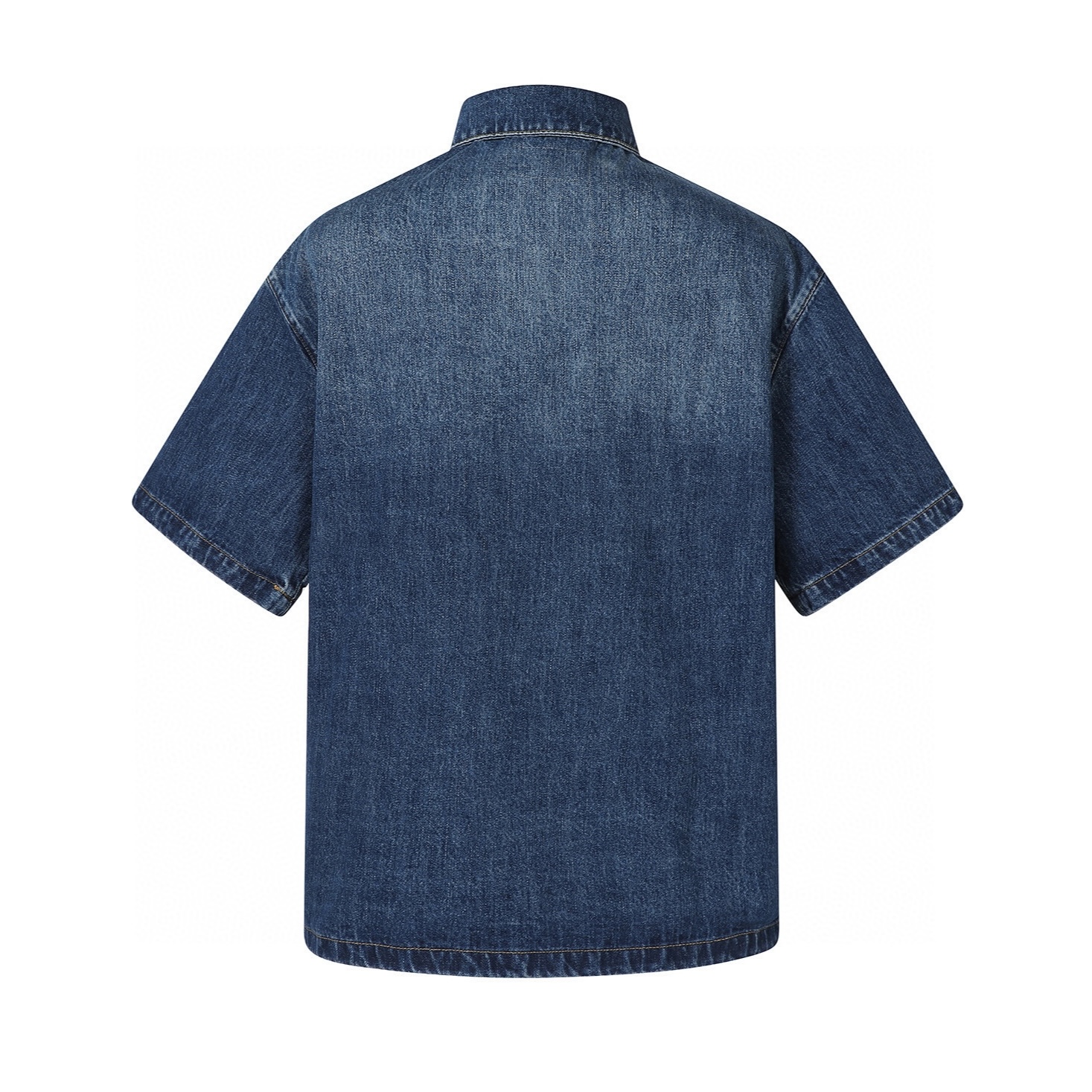 PRADA 普拉达 三角标牛仔衬衫 休闲夏季 短袖 T恤 黑色 蓝色B0 GEC067-12K8-F0557-S-212