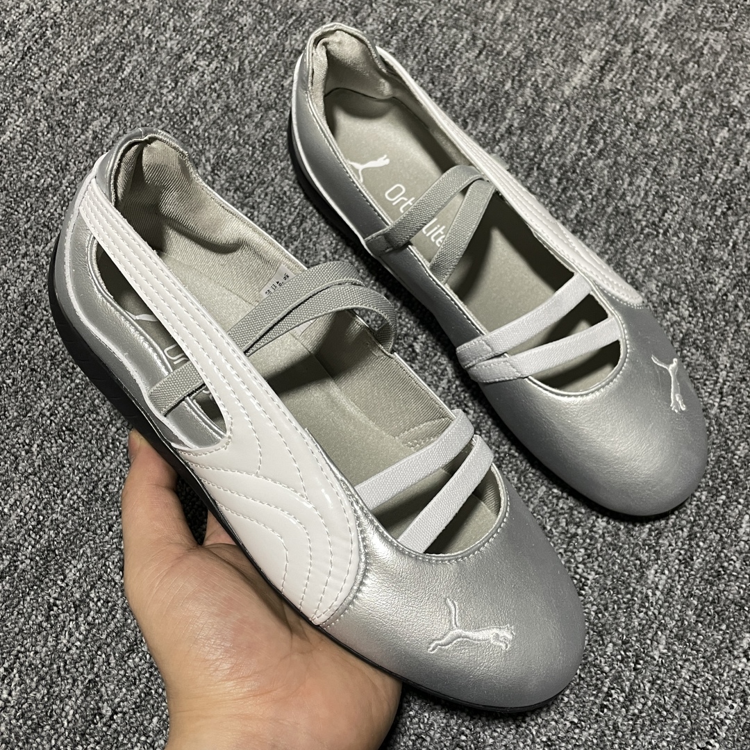 PUMA Speedcat Ballerina 彪马柔软舒适防滑耐磨低帮生活休闲鞋芭蕾舞鞋 银色