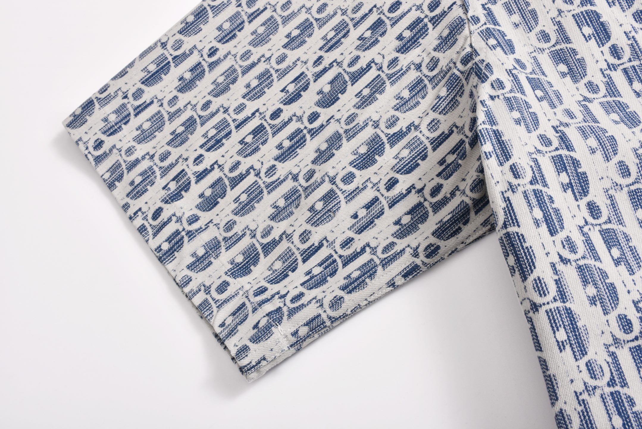 DIOR 迪奥 满印提花 牛仔衬衫 T恤 棉质 夏季 短袖  蓝色B0 193C545A5872-C580