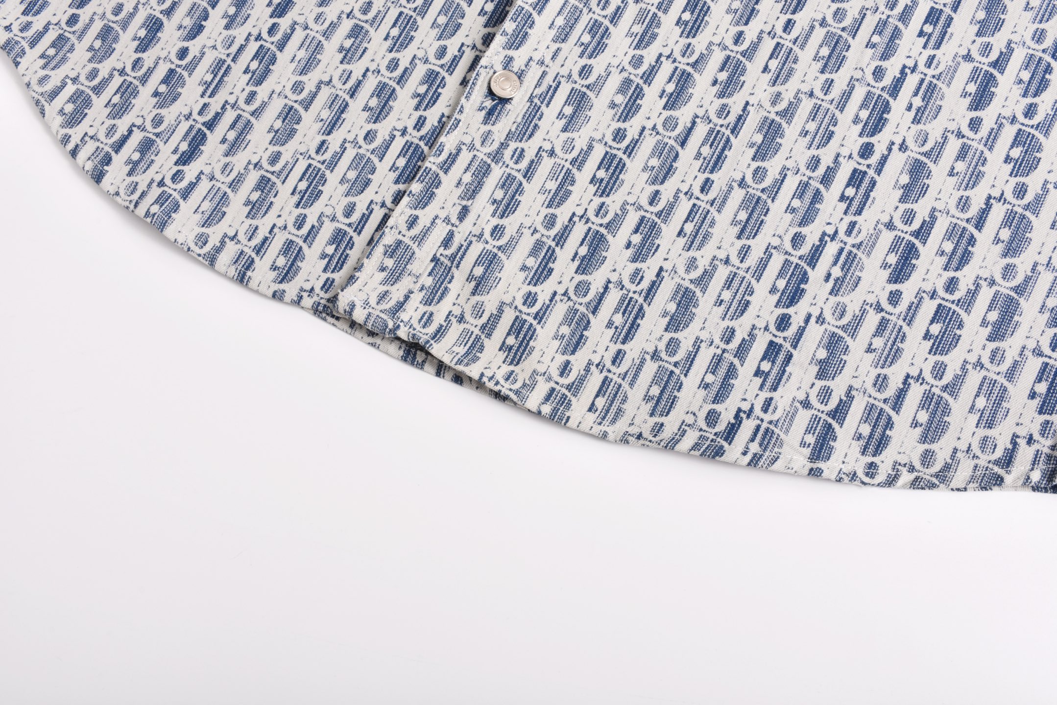 DIOR 迪奥 满印提花 牛仔衬衫 T恤 棉质 夏季 短袖  蓝色B0 193C545A5872-C580