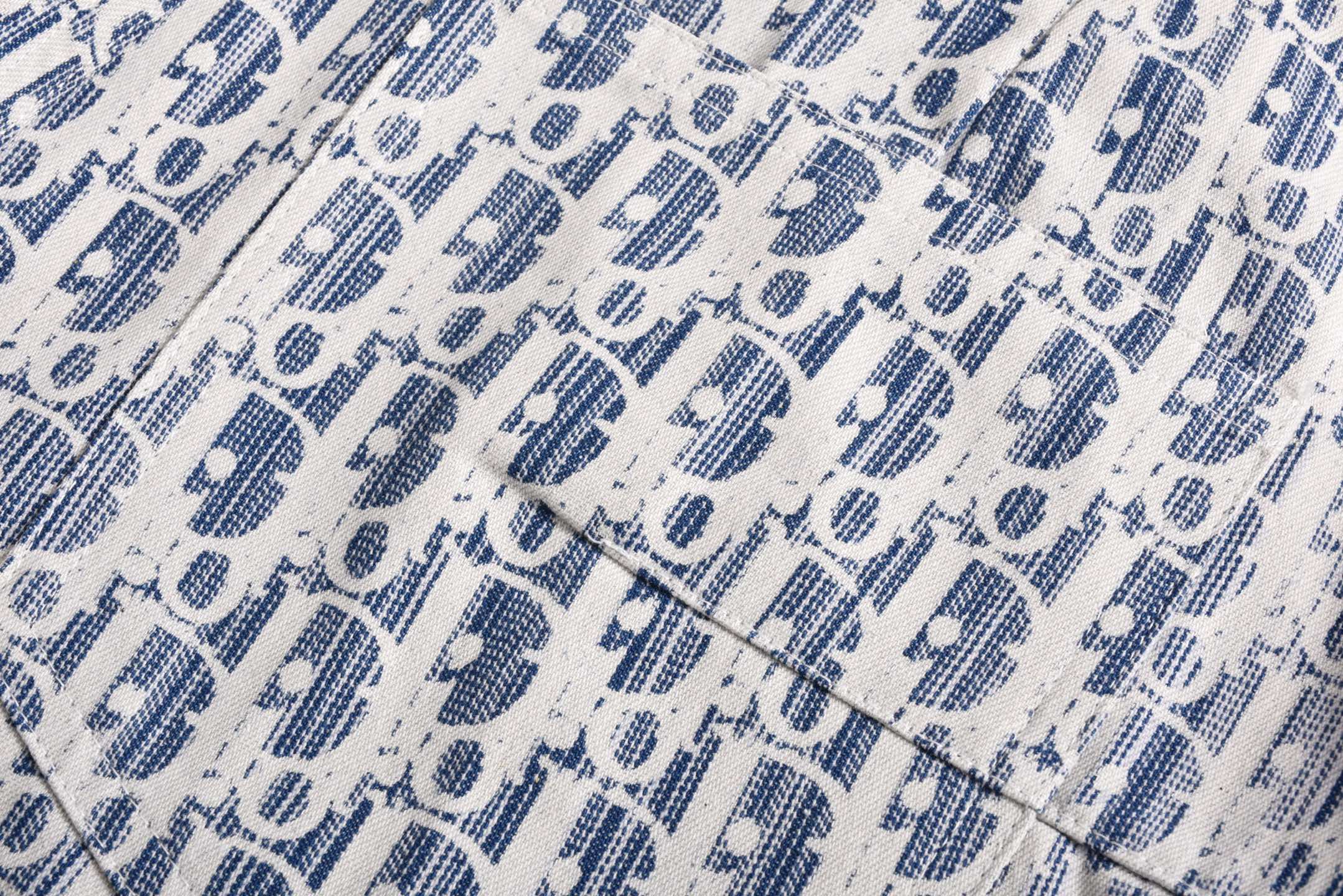 DIOR 迪奥 满印提花 牛仔裤 短裤 裤子 蓝色B0 013C121B5872-C580