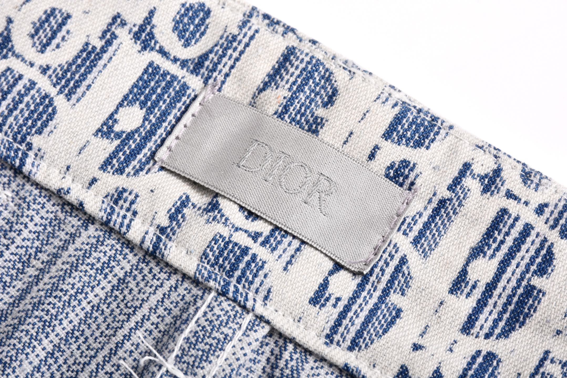 DIOR 迪奥 满印提花 牛仔裤 短裤 裤子 蓝色B0 013C121B5872-C580