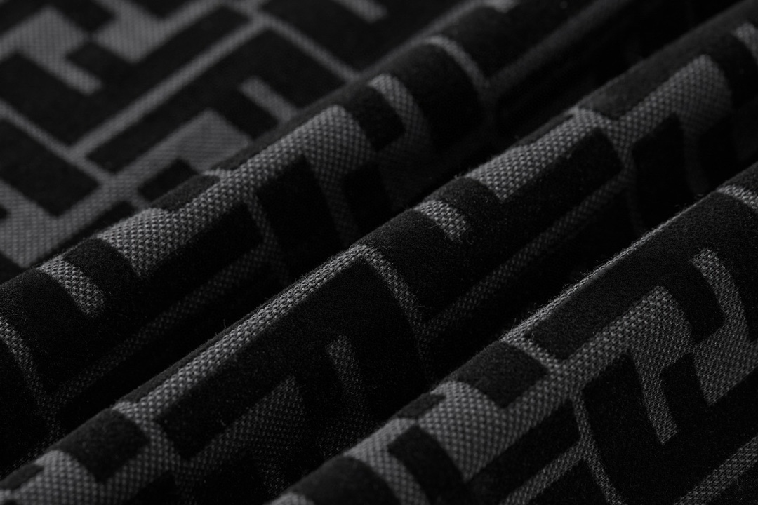 FENDI 芬迪 老花植绒  T恤 短袖  夏季 男女同款 黑色A5-FY0936A7D5F0ABB