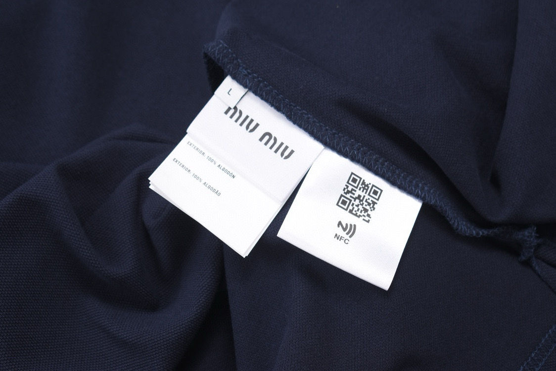 MIU MIU小刺绣POLO衫  纯色短袖 休闲T恤 夏季 黑色 白色 蓝色A2 