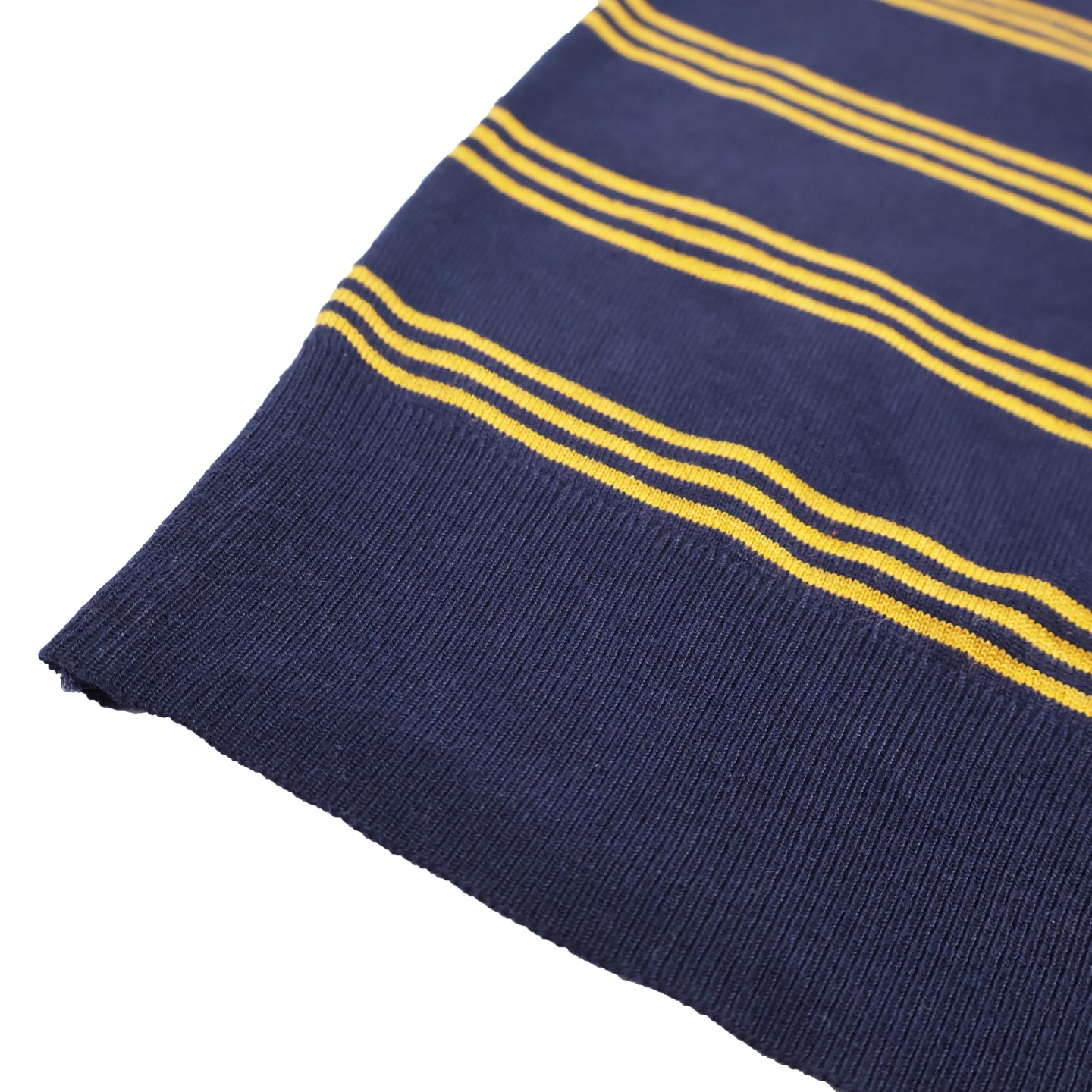 MIU MIU 毛织条纹POLO衫 圆领短袖 休闲T恤 夏季 蓝色A2