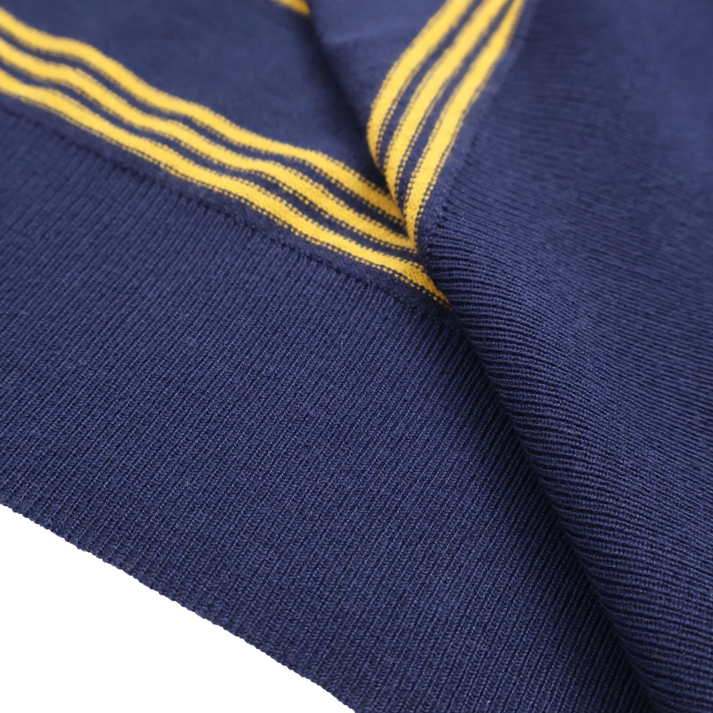 MIU MIU 毛织条纹POLO衫 圆领短袖 休闲T恤 夏季 蓝色A2