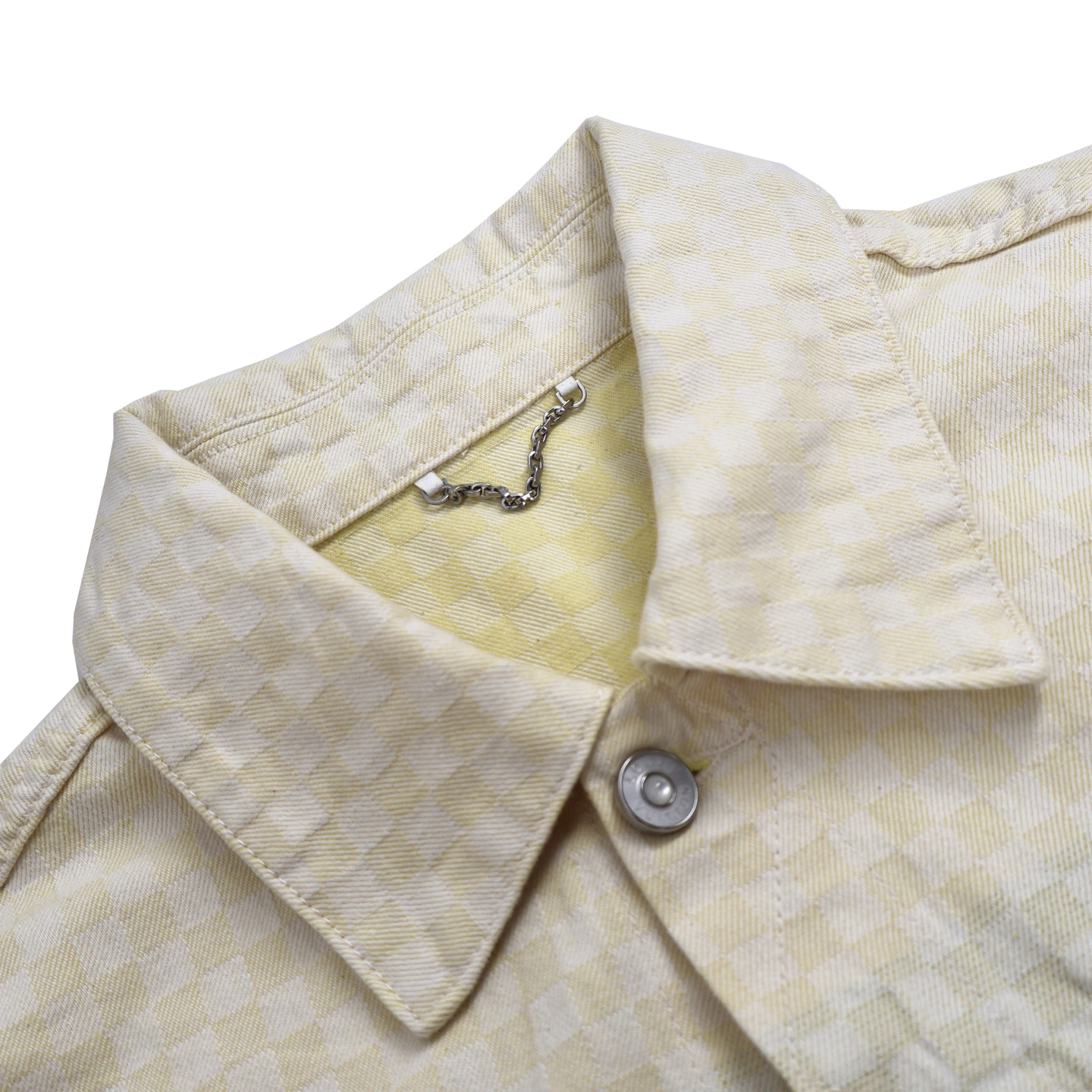 LOUIS VUITTON 路易威登  LV 渐变棋盘格马赛克效果翻领牛仔外套 牛仔衣 上衣 夹克  黄渐变B5