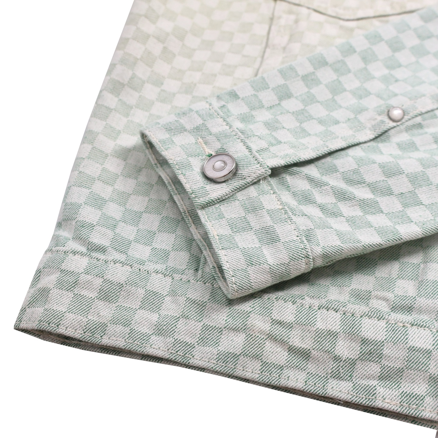 LOUIS VUITTON 路易威登  LV 渐变棋盘格马赛克效果翻领牛仔外套 牛仔衣 上衣 夹克  黄渐变B5