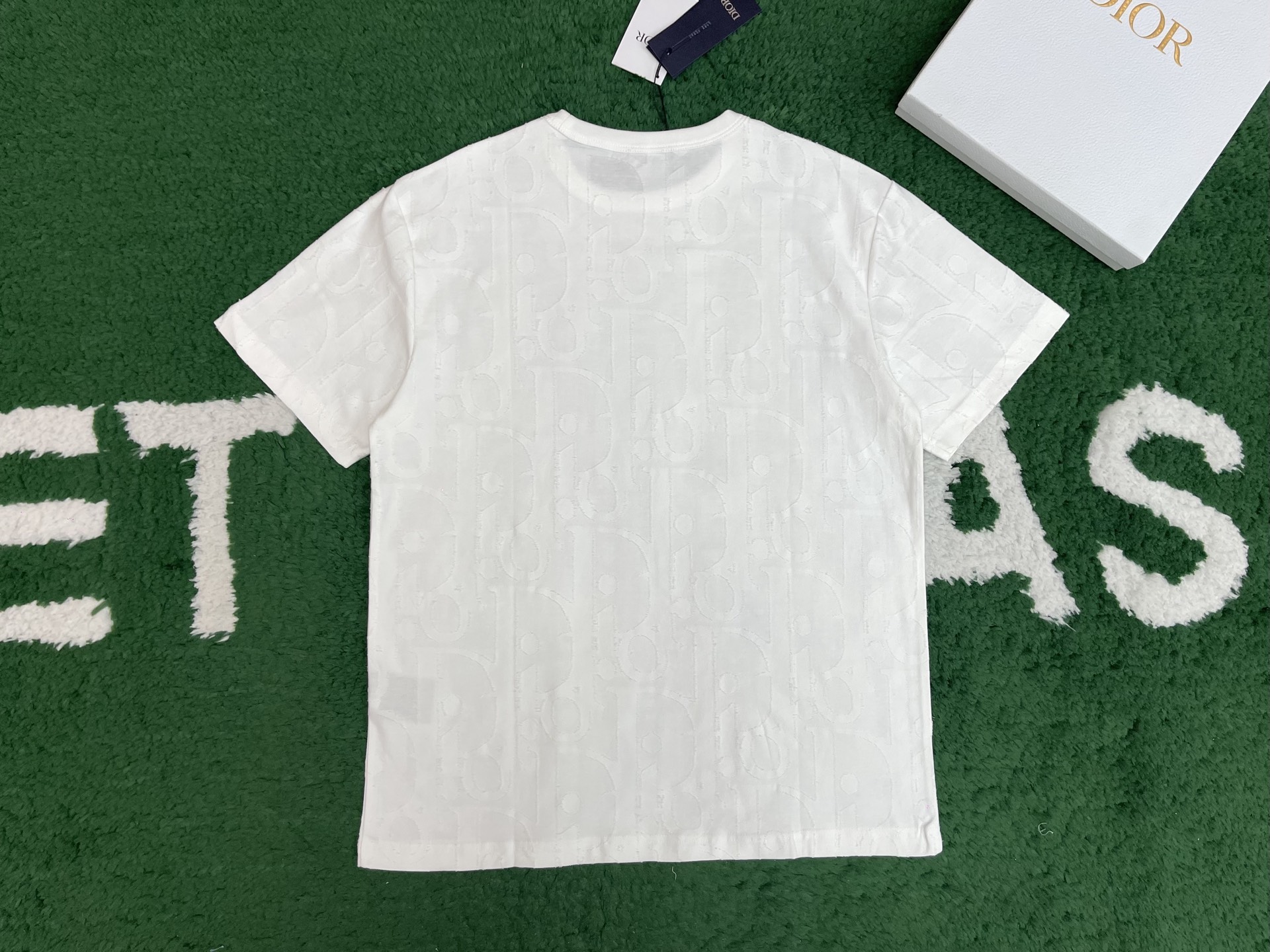 DIOR 迪奥 满印提花 针织 T恤 棉质 夏季 短袖 白色 A5-Rare 593J696U3012-C001