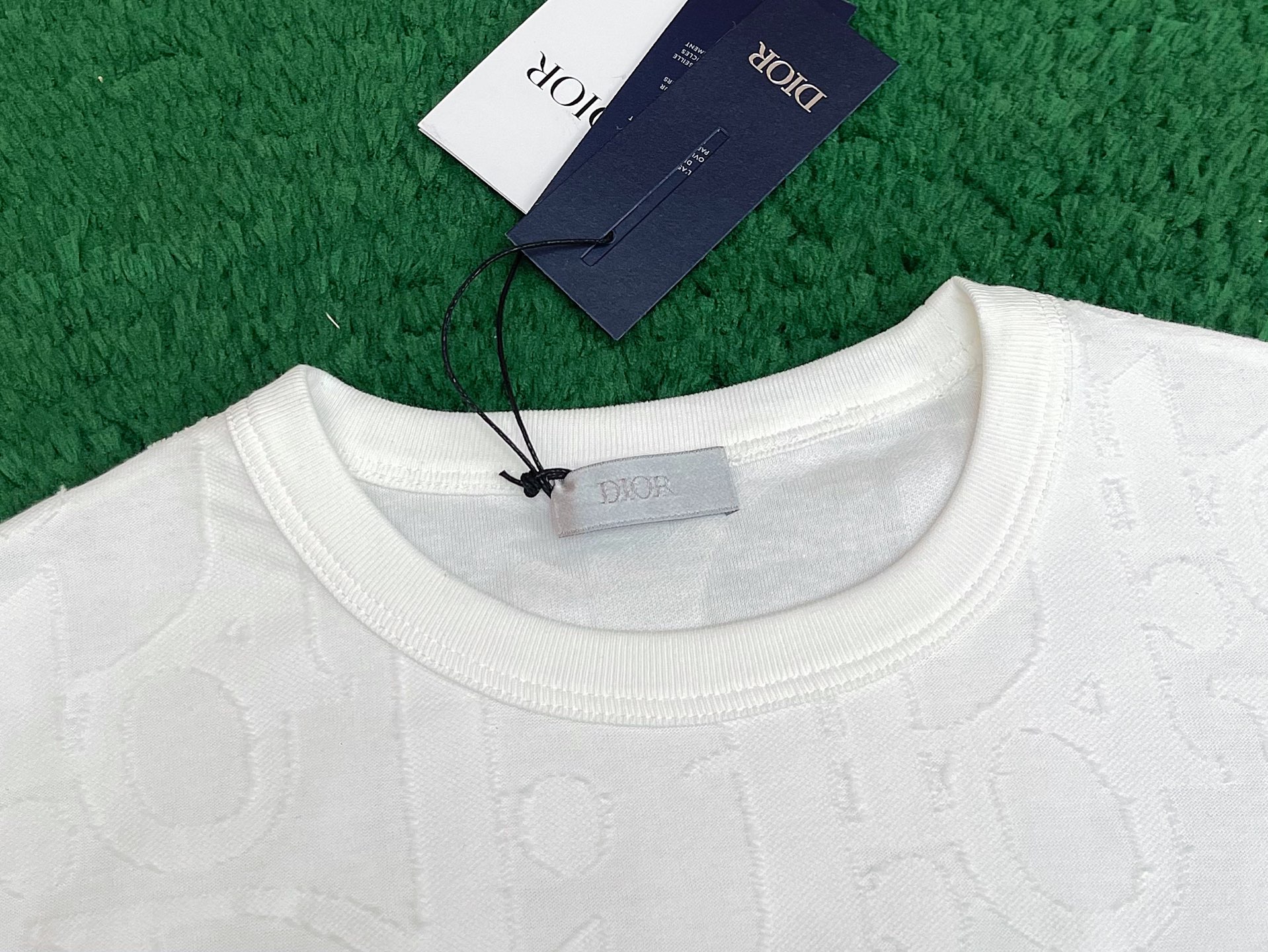 DIOR 迪奥 满印提花 针织 T恤 棉质 夏季 短袖 白色 A5-Rare 593J696U3012-C001