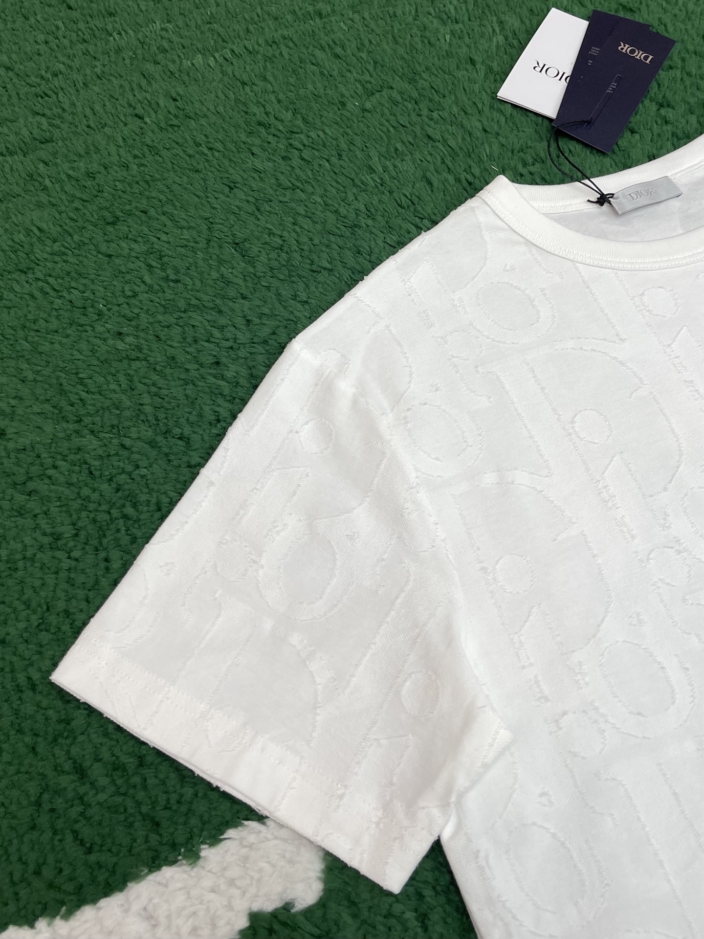 DIOR 迪奥 满印提花 针织 T恤 棉质 夏季 短袖 白色 A5-Rare 593J696U3012-C001