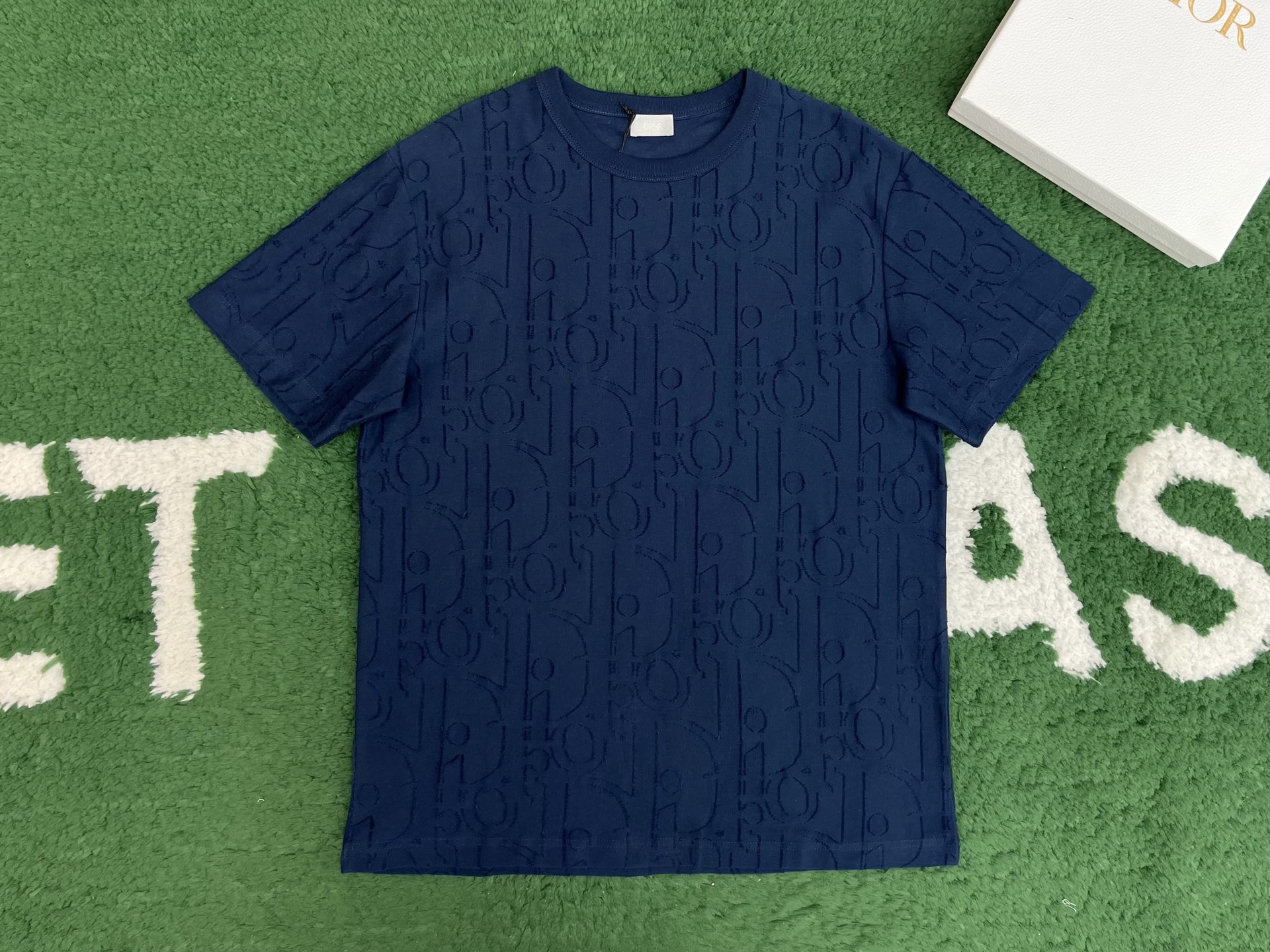 DIOR 迪奥 满印提花 针织 T恤 棉质 夏季 短袖  蓝色A5-Rare 593J696U3012-C530