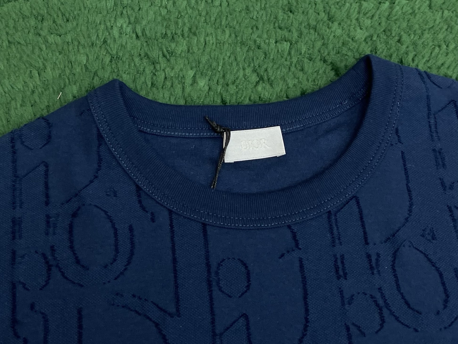 DIOR 迪奥 满印提花 针织 T恤 棉质 夏季 短袖  蓝色A5-Rare 593J696U3012-C530