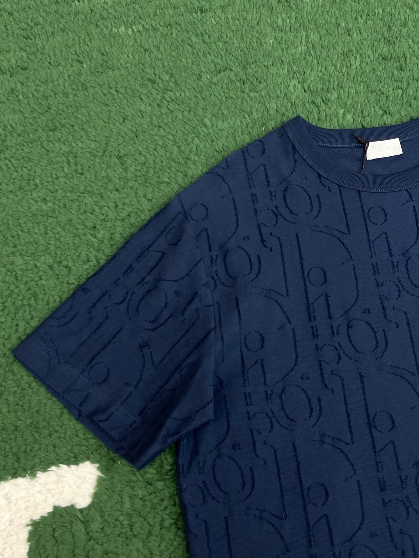 DIOR 迪奥 满印提花 针织 T恤 棉质 夏季 短袖  蓝色A5-Rare 593J696U3012-C530