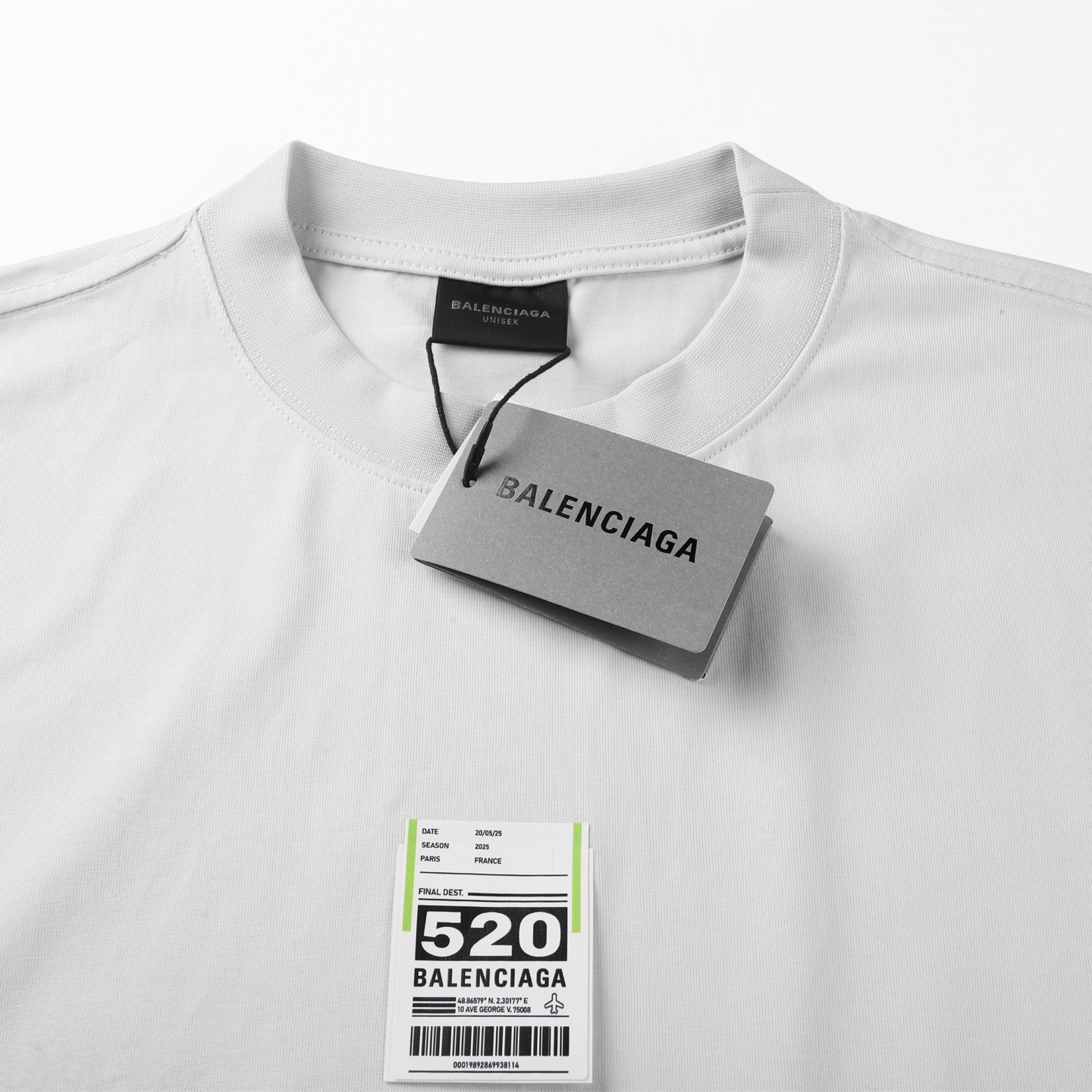 Balenciaga 巴黎世家 520情人节标签  短袖 T恤 圆领 短款 夏季 黑色 白色A5 764235TSVK31083