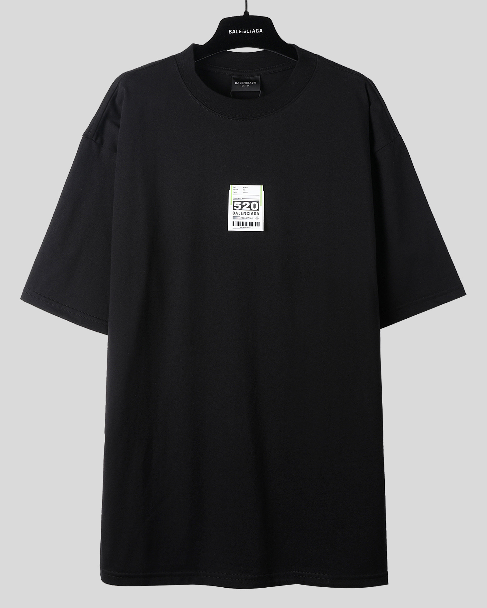 Balenciaga 巴黎世家 520情人节标签  短袖 T恤 圆领 短款 夏季 黑色 白色A5 764235TSVK31083