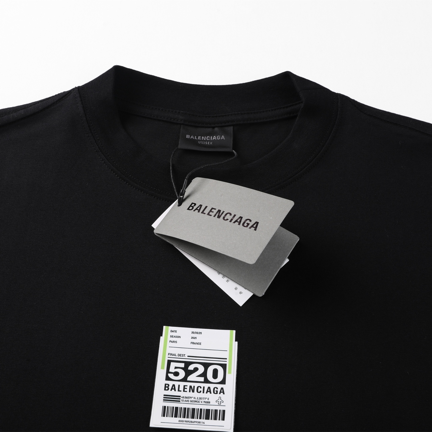 Balenciaga 巴黎世家 520情人节标签  短袖 T恤 圆领 短款 夏季 黑色 白色A5 764235TSVK31083